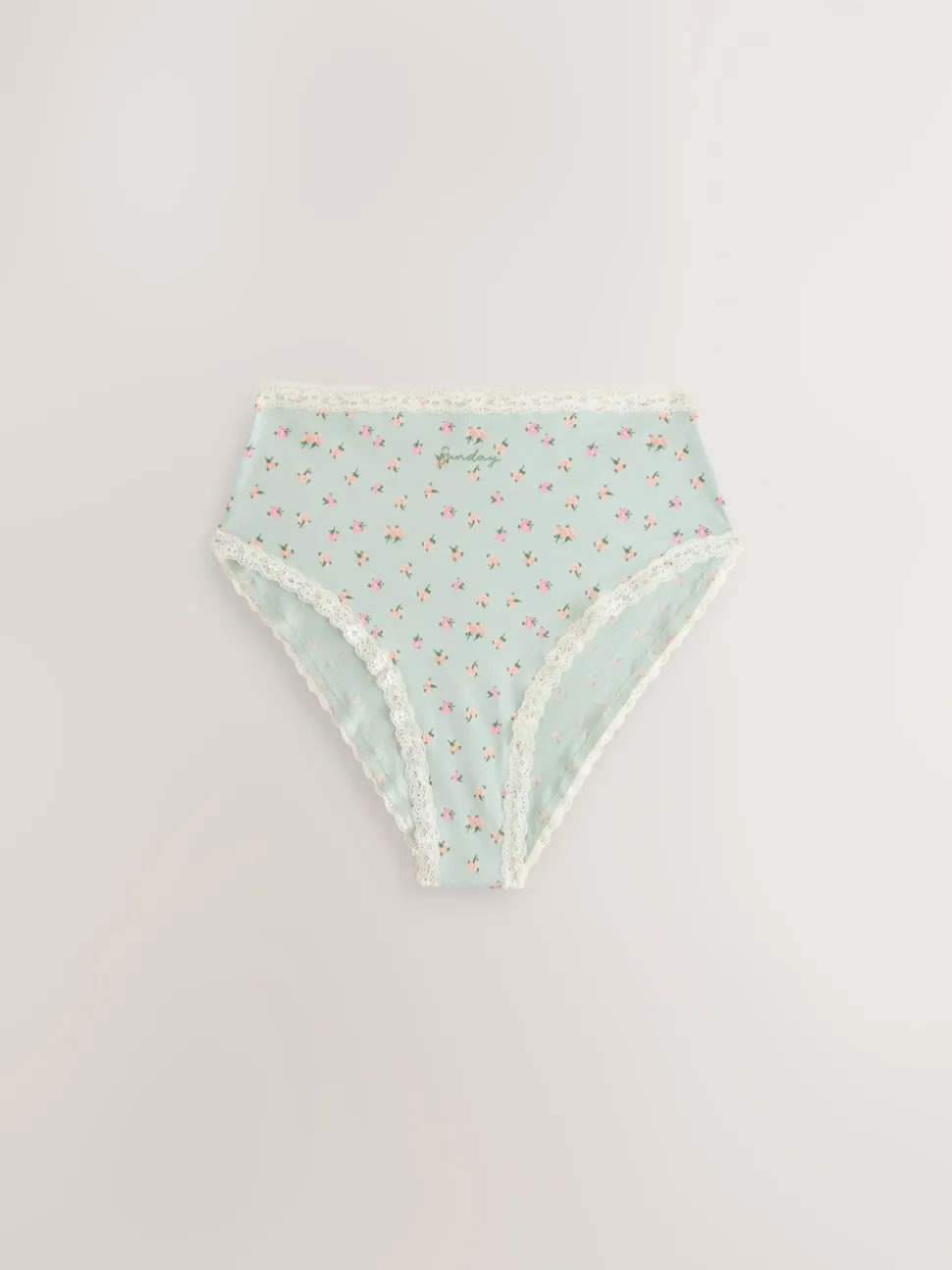 Days of the Week High Waist High Leg Cotton and Lace Knickers 7 Pack