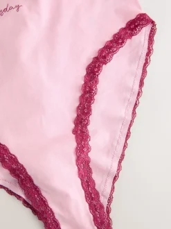 Days of the Week High Waist High Leg Cotton and Lace Knickers 7 Pack
