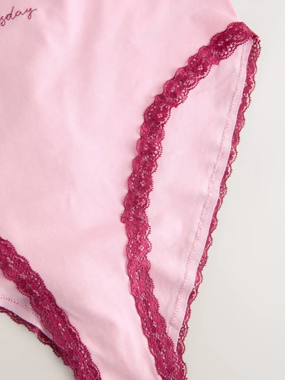 Days of the Week High Waist High Leg Cotton and Lace Knickers 7 Pack