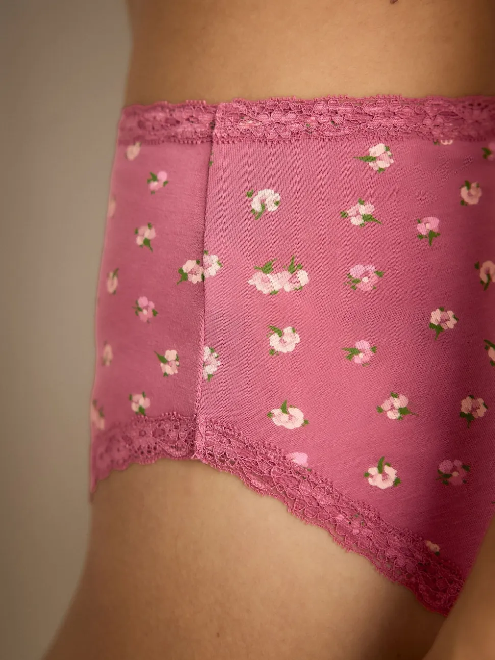 Days of the Week High Waist High Leg Cotton and Lace Knickers 7 Pack