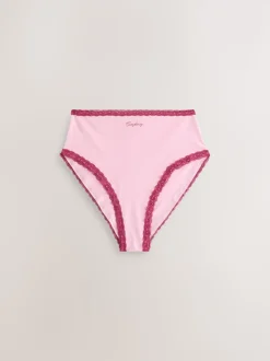 Days of the Week High Waist High Leg Cotton and Lace Knickers 7 Pack