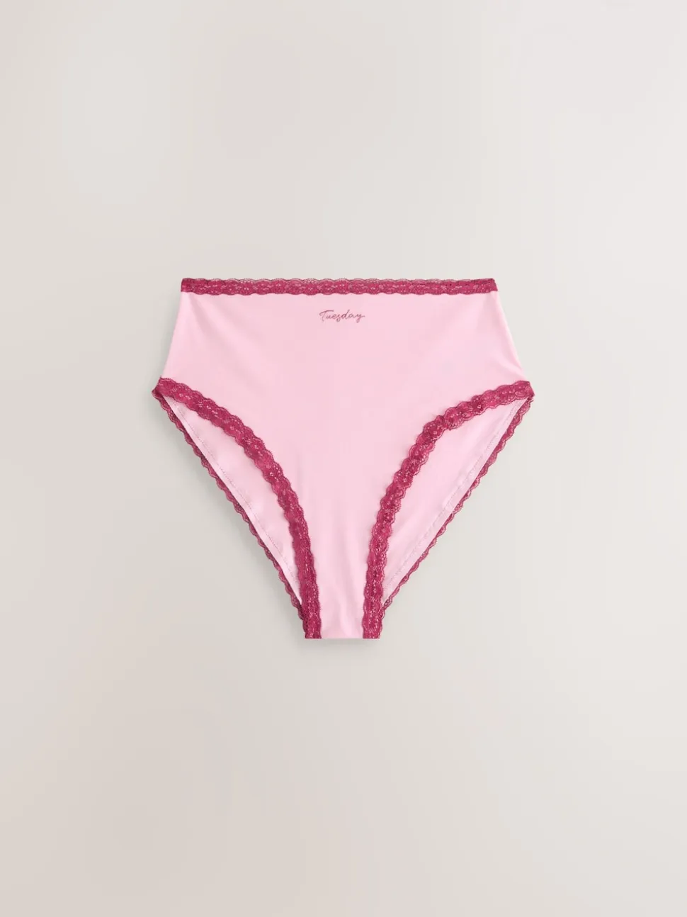 Days of the Week High Waist High Leg Cotton and Lace Knickers 7 Pack