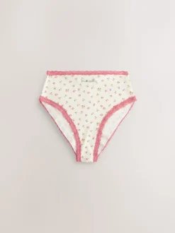 Days of the Week High Waist High Leg Cotton and Lace Knickers 7 Pack