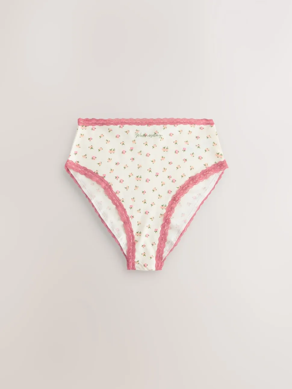 Days of the Week High Waist High Leg Cotton and Lace Knickers 7 Pack