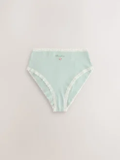 Days of the Week High Waist High Leg Cotton and Lace Knickers 7 Pack