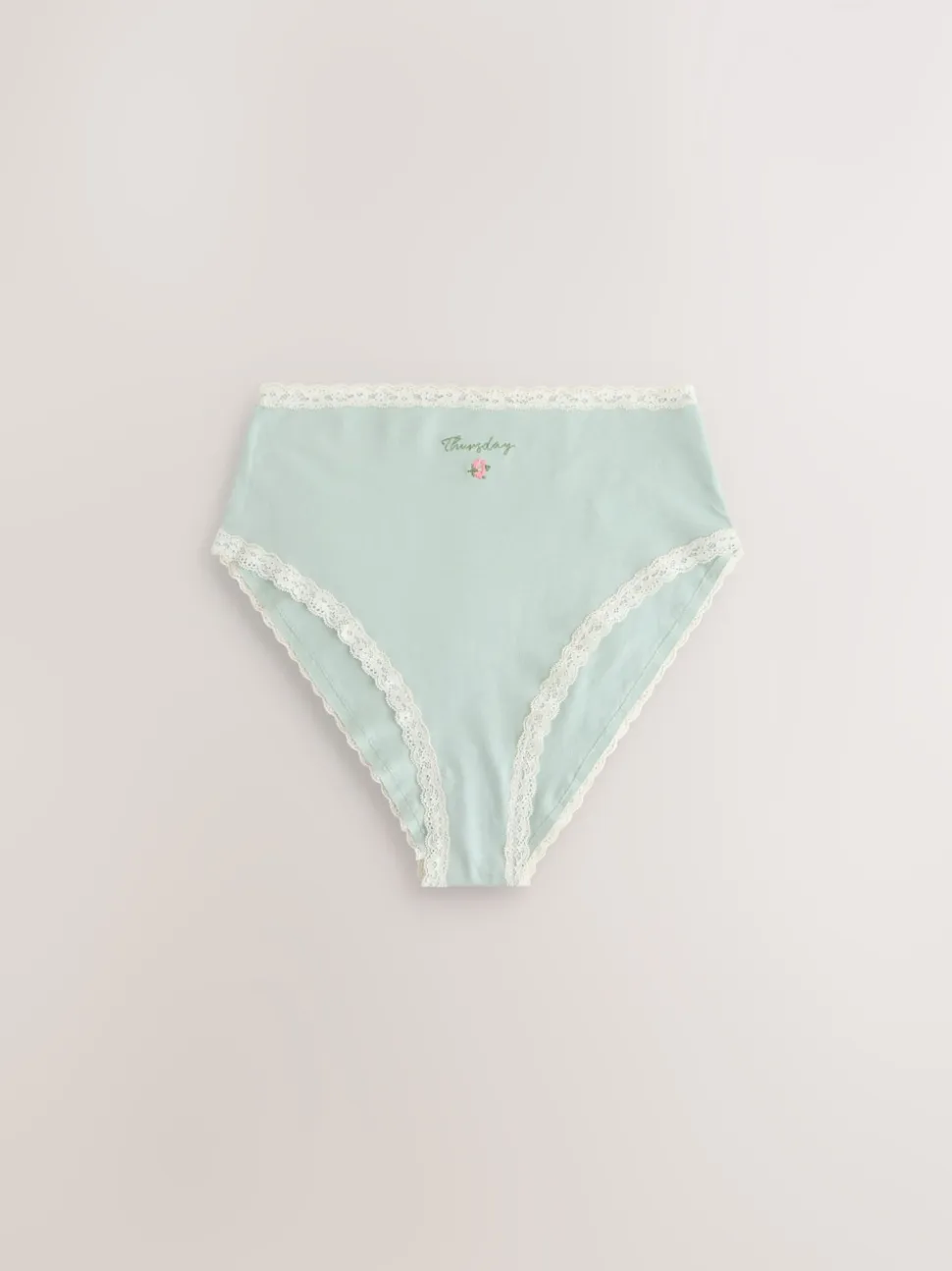 Days of the Week High Waist High Leg Cotton and Lace Knickers 7 Pack