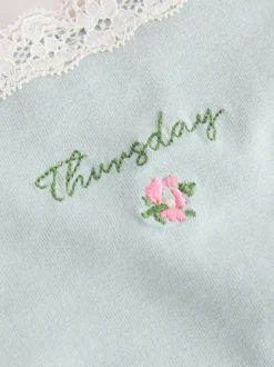 Days of the Week Thong Cotton and Lace Knickers 7 Pack