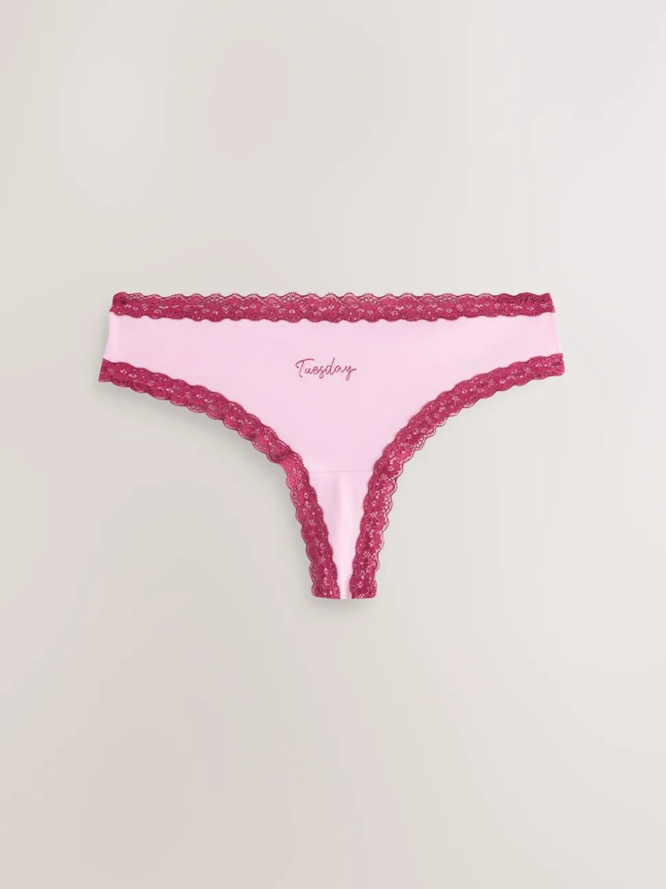 Days of the Week Thong Cotton and Lace Knickers 7 Pack