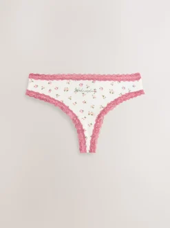 Days of the Week Thong Cotton and Lace Knickers 7 Pack