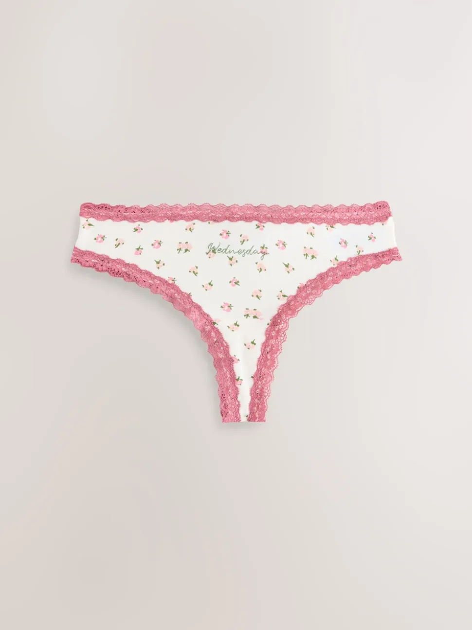 Days of the Week Thong Cotton and Lace Knickers 7 Pack