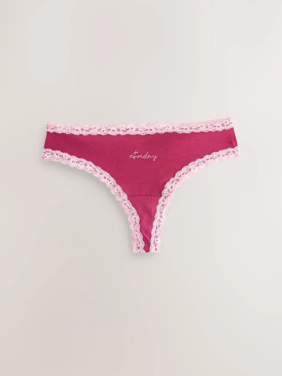 Days of the Week Thong Cotton and Lace Knickers 7 Pack