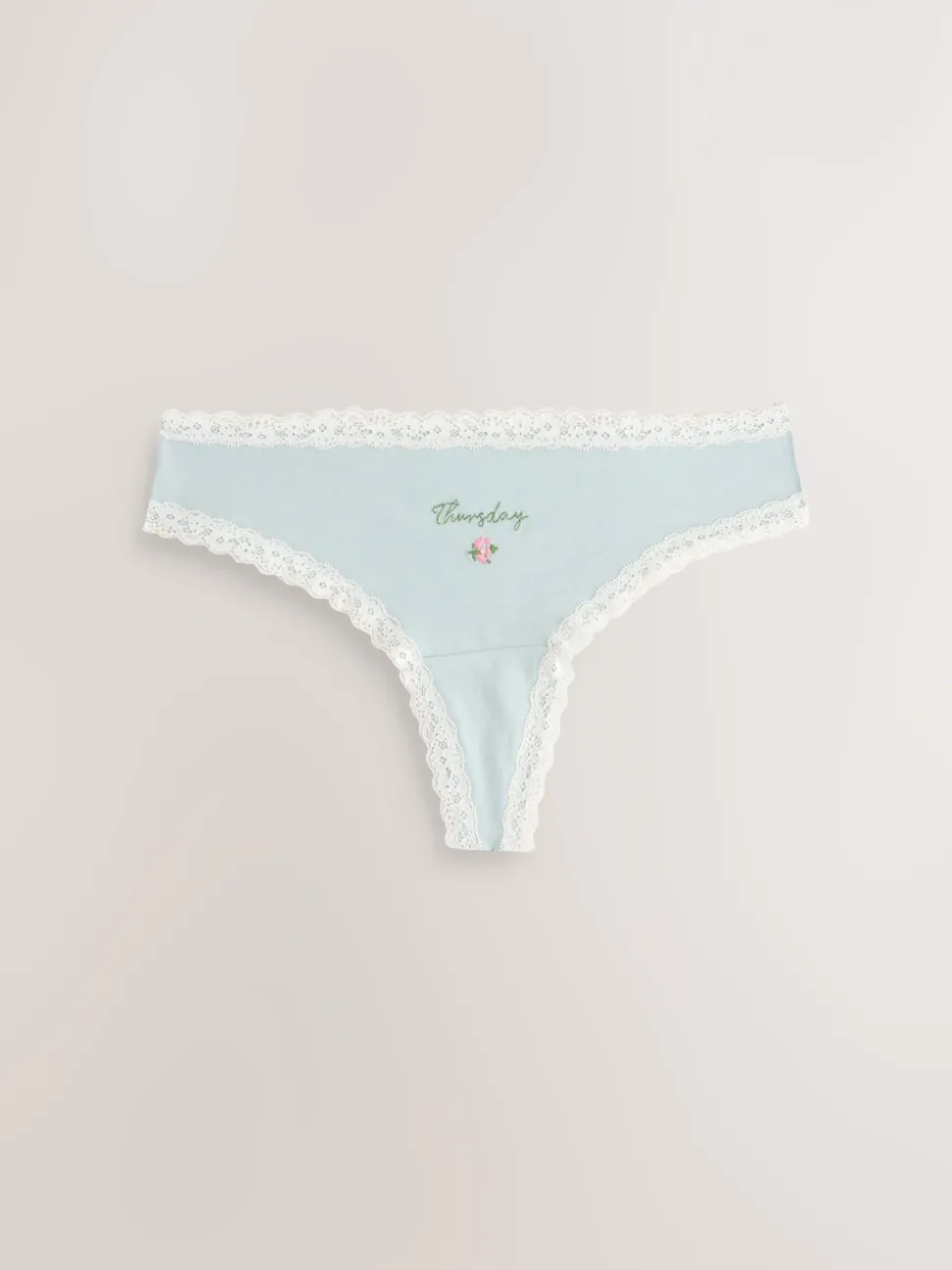 Days of the Week Thong Cotton and Lace Knickers 7 Pack