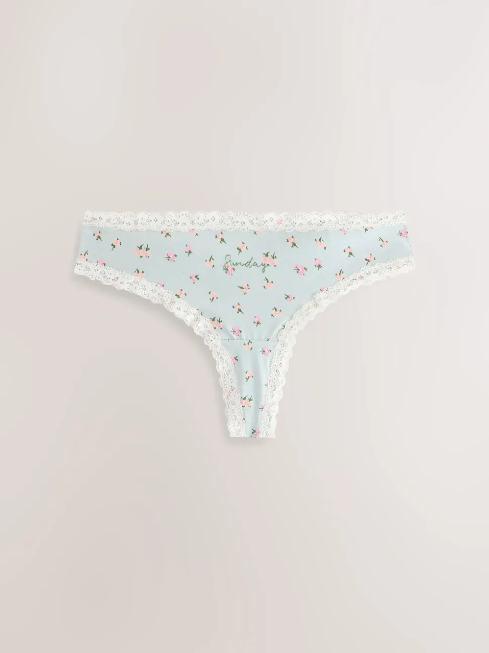 Days of the Week Thong Cotton and Lace Knickers 7 Pack