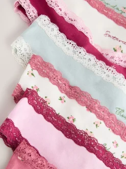 Days of the Week Thong Cotton and Lace Knickers 7 Pack