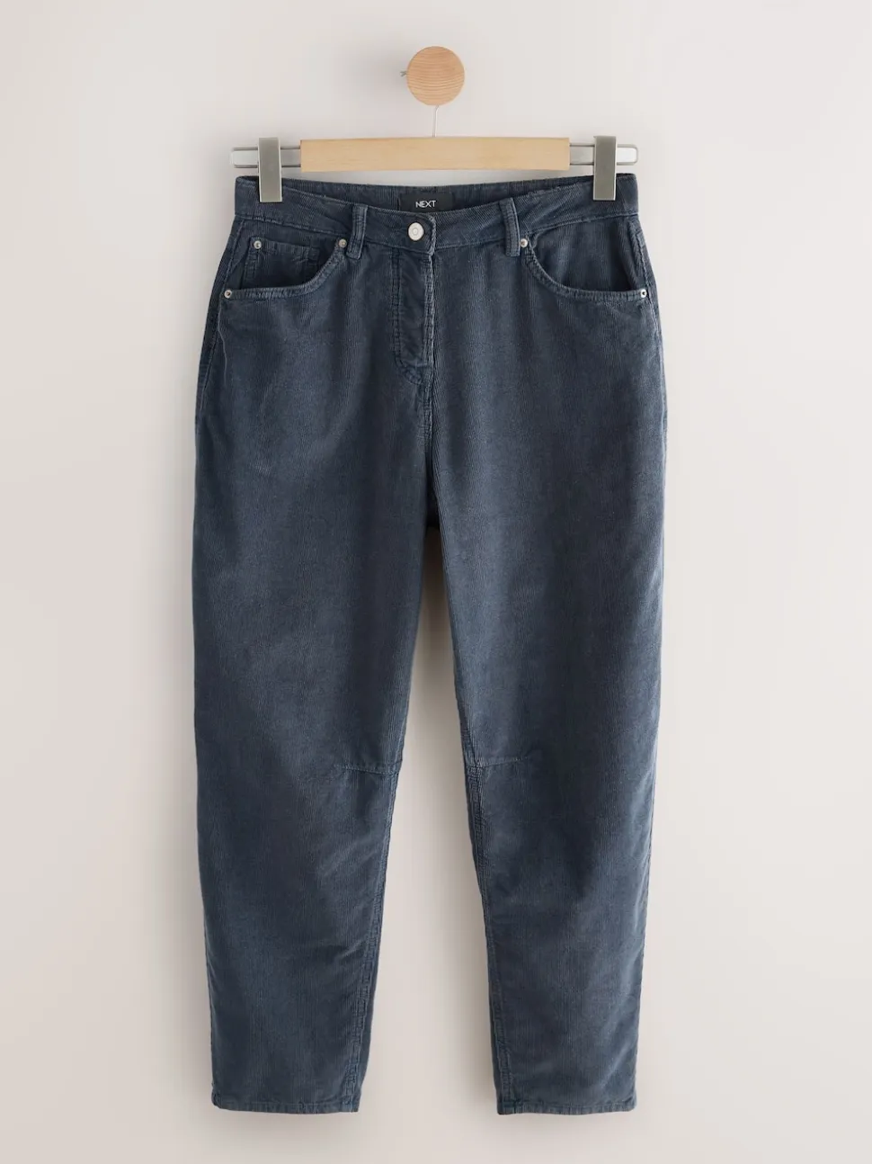 Denim Blue Cord Barrel Leg Trousers