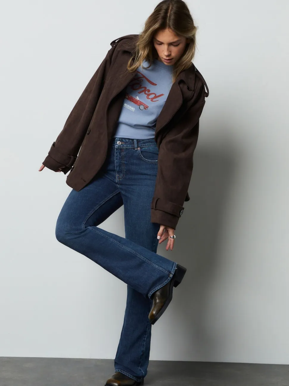 Denim Dark Blue Mid Rise Authentic Bootcut Jeans