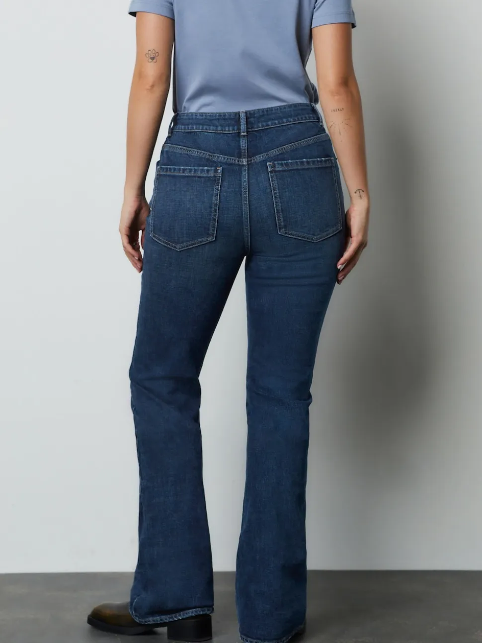 Denim Dark Blue Mid Rise Authentic Bootcut Jeans