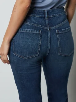 Denim Dark Blue Mid Rise Authentic Bootcut Jeans