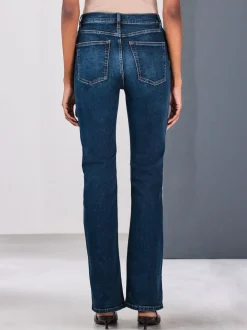 Denim Dark Blue Mid Rise Stretch Bootcut Jeans