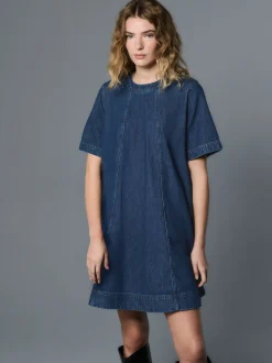 Denim Dark Blue T-Shirt Mini Dress
