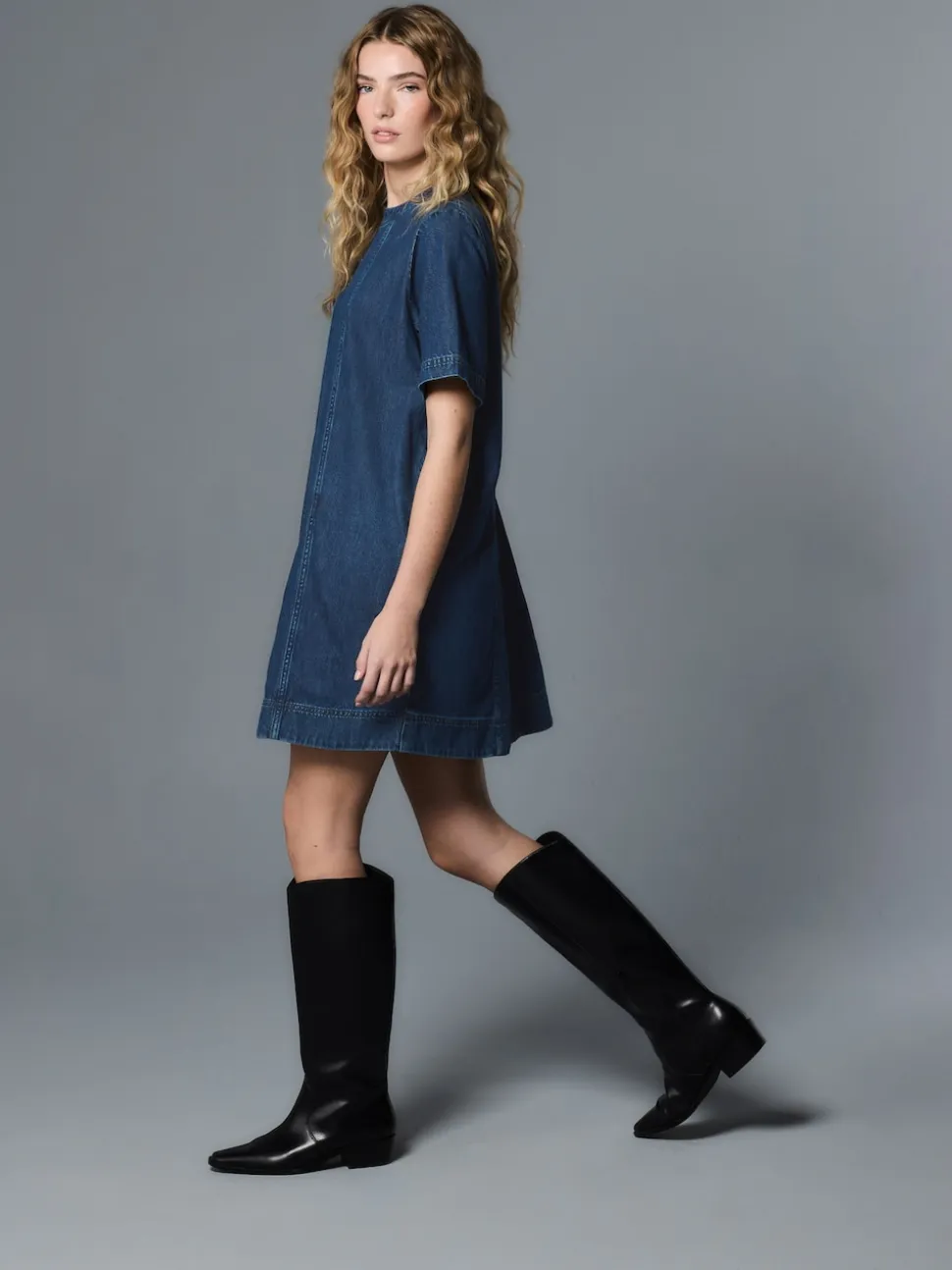 Denim Dark Blue T-Shirt Mini Dress