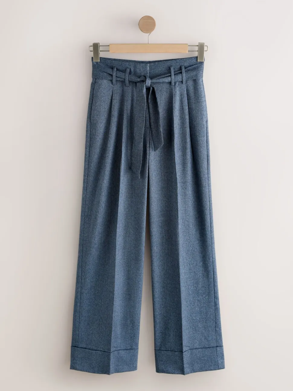 Denim Look Superwide Belted Trousers