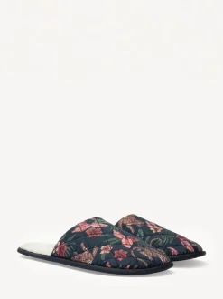 Desmond & Dempsey Soleia Navy Wool Slippers