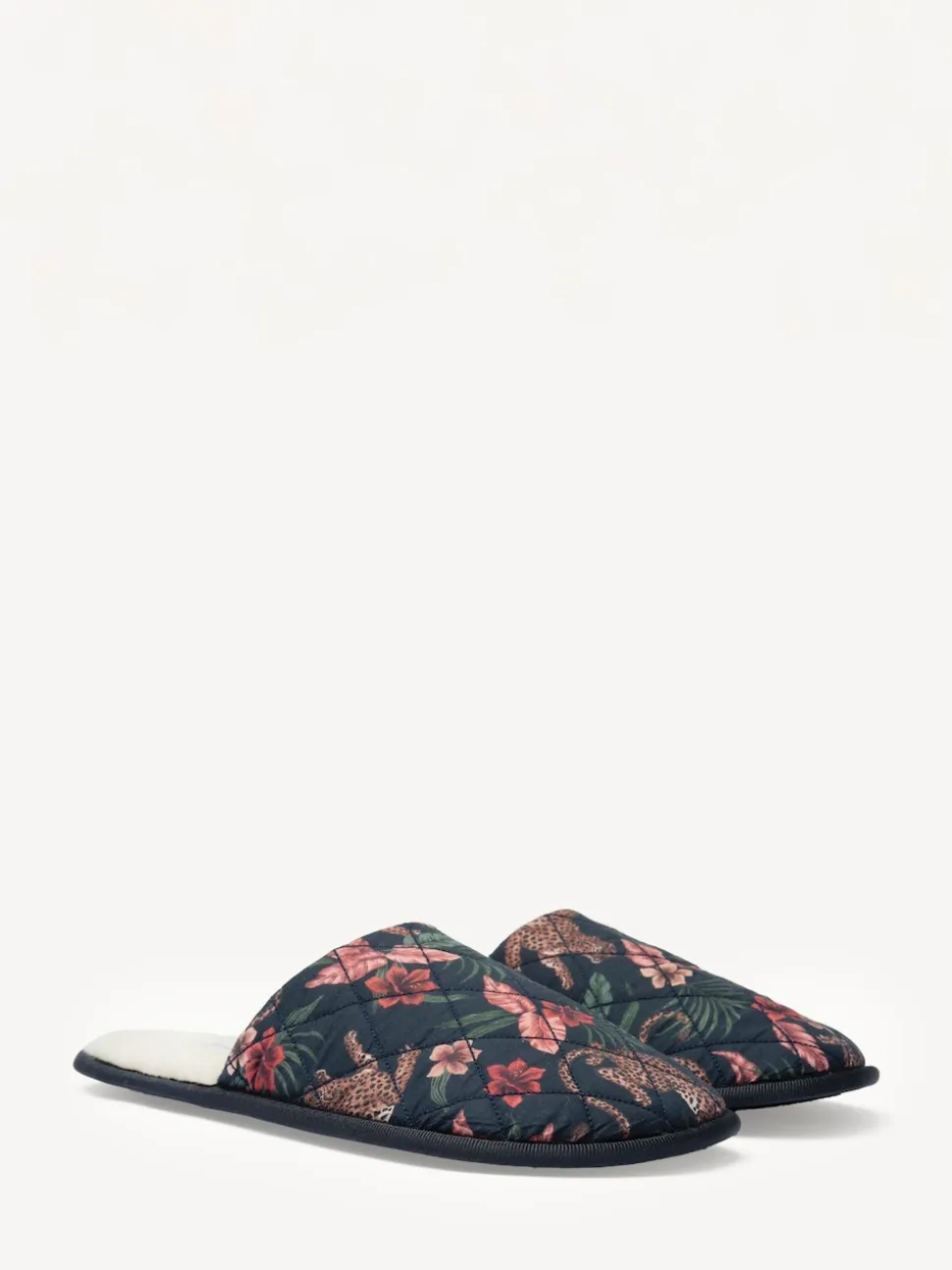 Desmond & Dempsey Soleia Navy Wool Slippers