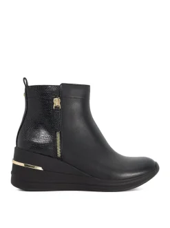 Dune London Black Everyone Side Zip Wedge Sport Trainers