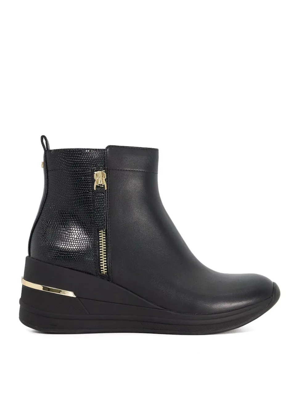 Dune London Black Everyone Side Zip Wedge Sport Trainers