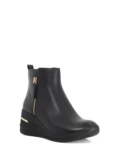 Dune London Black Everyone Side Zip Wedge Sport Trainers