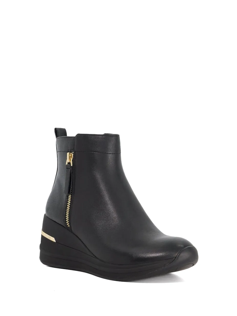 Dune London Black Everyone Side Zip Wedge Sport Trainers