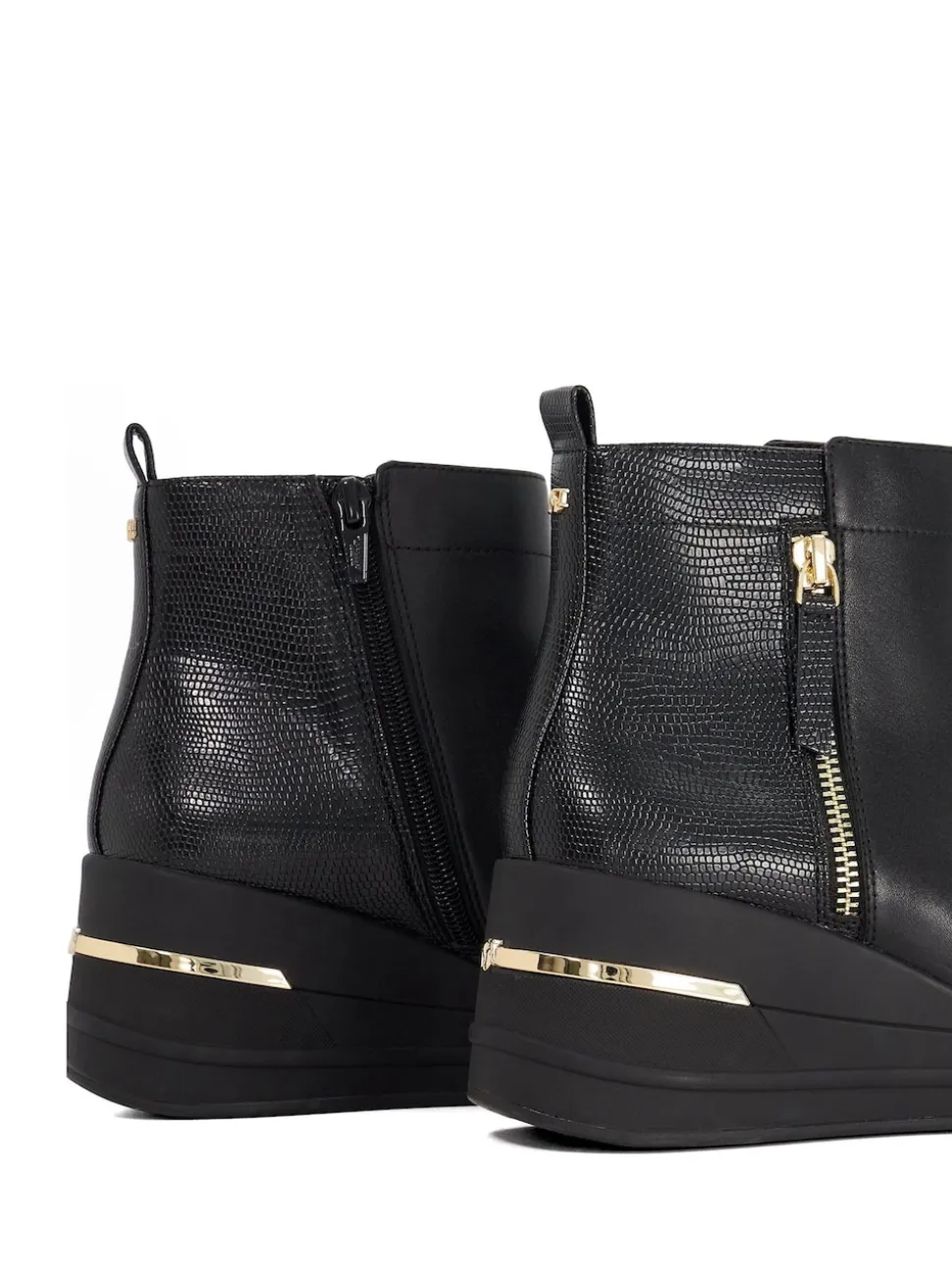 Dune London Black Everyone Side Zip Wedge Sport Trainers