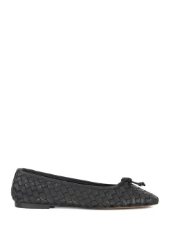 Dune London Black Heat Woven Ballerina Shoes
