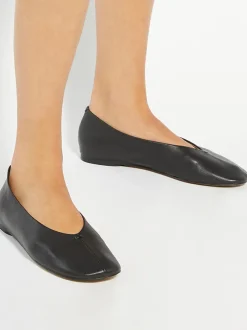 Dune London Black Highcut High Cut Round Toe Ballet Flats