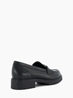 Dune London Black Wide Fit Gild Cleated Penny Leather Loafers