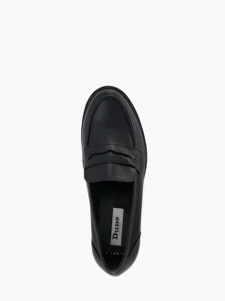Dune London Black Wide Fit Gild Cleated Penny Leather Loafers