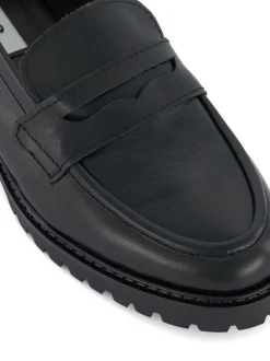 Dune London Black Wide Fit Gild Cleated Penny Leather Loafers