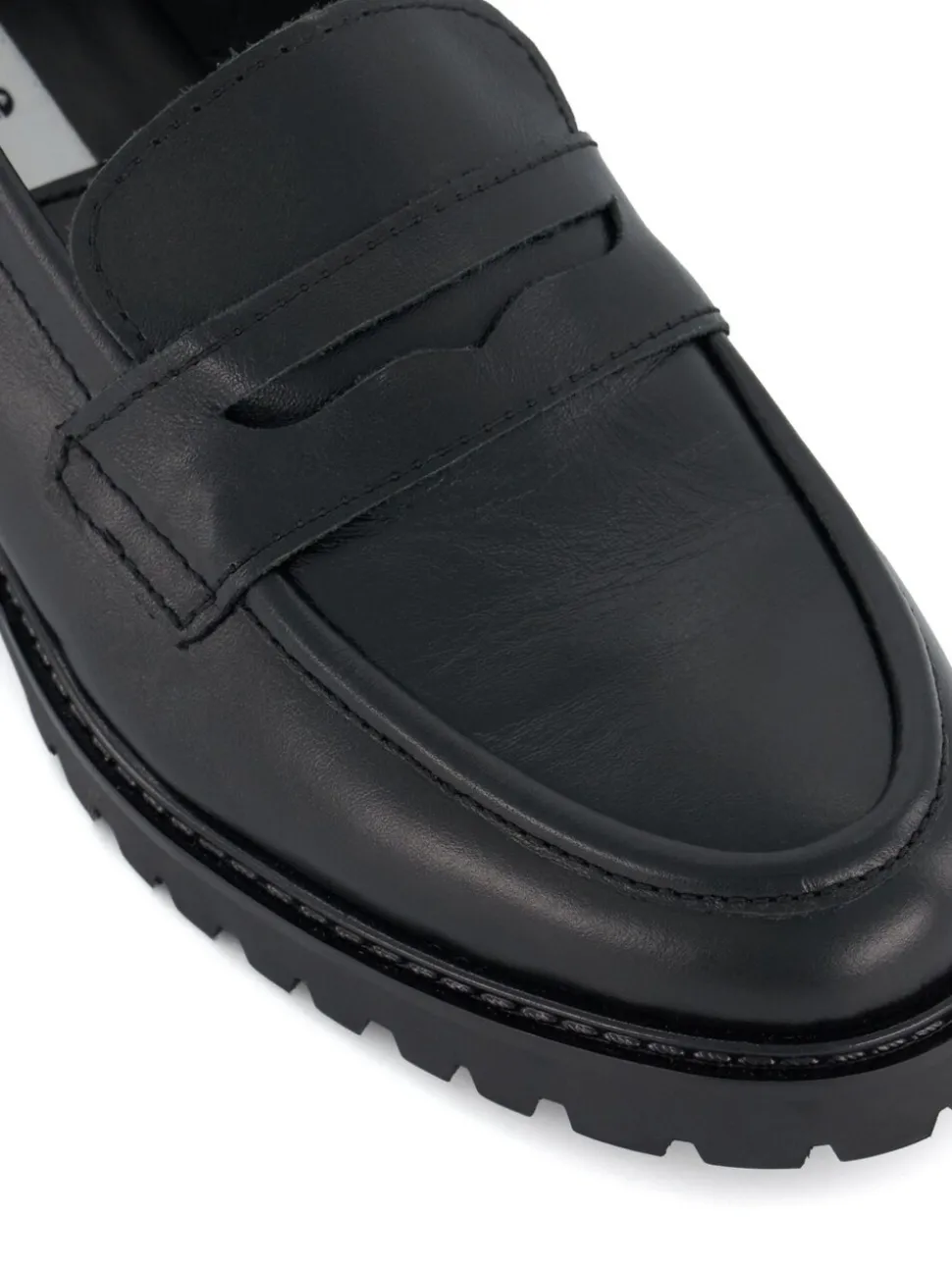 Dune London Black Wide Fit Gild Cleated Penny Leather Loafers