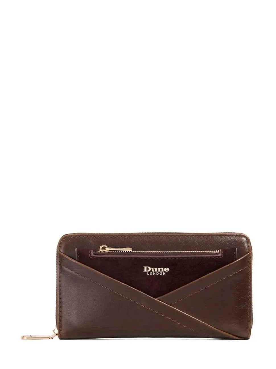 Dune London Brown Chrome Kelbey Zip Around Long Purse