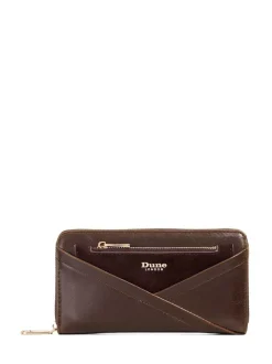 Dune London Brown Chrome Kelbey Zip Around Long Purse