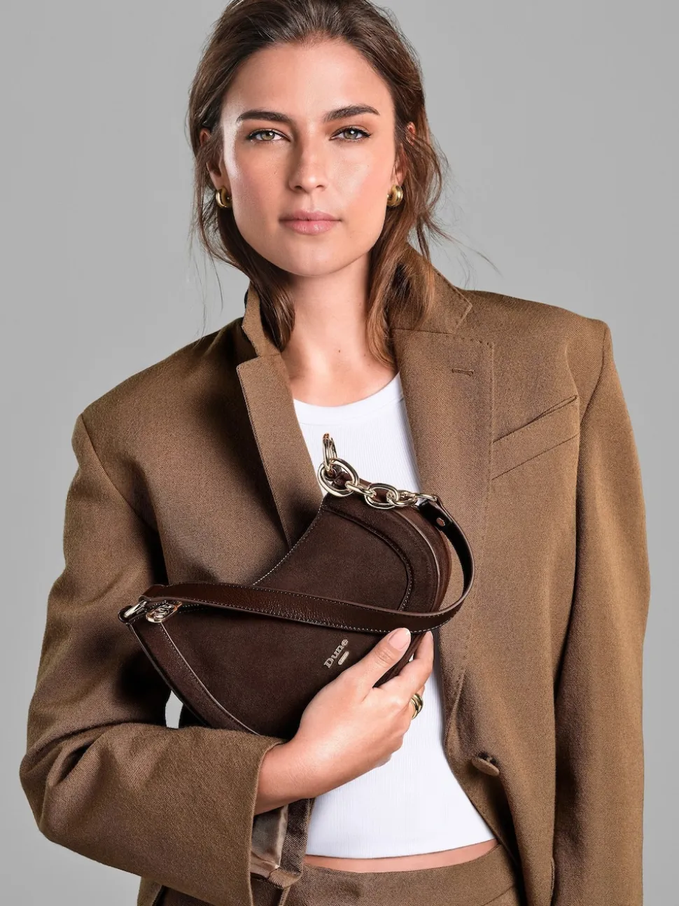 Dune London Brown Direction Small Smart Scoop Shoulder Bag