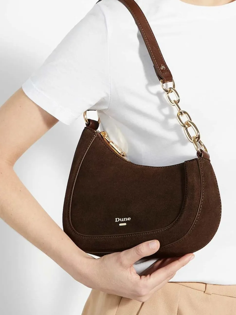 Dune London Brown Direction Small Smart Scoop Shoulder Bag