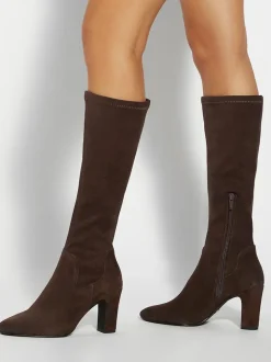 Dune London Brown Standard Fit Simple Stretch Knee High Boots