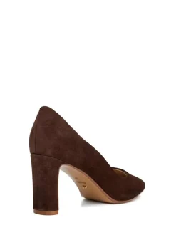 Dune London Brown Wide Fit Arriving Comfort Mid Block Heels
