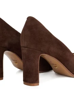 Dune London Brown Wide Fit Arriving Comfort Mid Block Heels