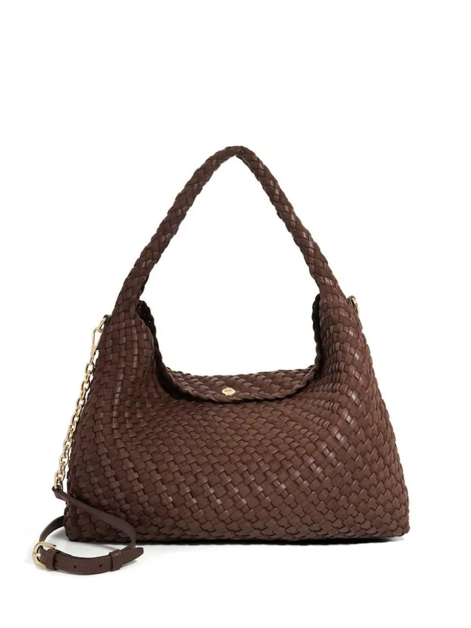 Dune London Chocolate Brown Deliberate Large Woven Slouch Bag