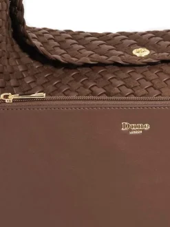 Dune London Chocolate Brown Deliberate Large Woven Slouch Bag