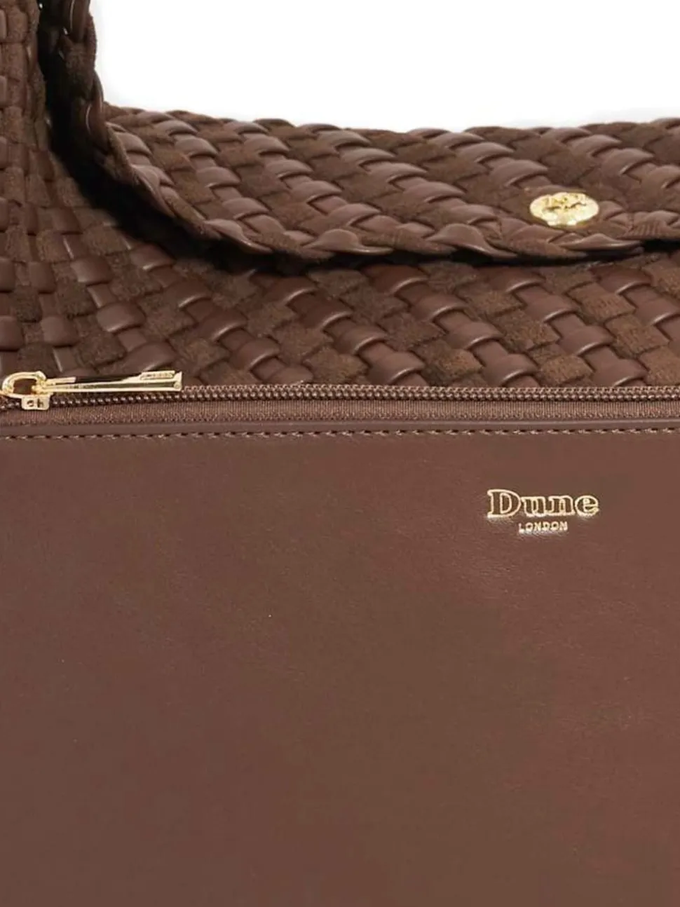 Dune London Chocolate Brown Deliberate Large Woven Slouch Bag