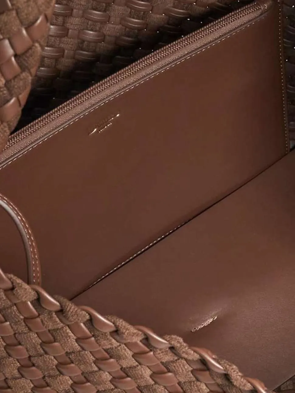 Dune London Chocolate Brown Deliberate Large Woven Slouch Bag